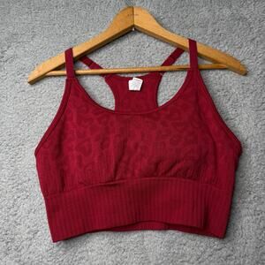 90 Degree by Reflex Sports Bra Women's XL Red Cheetah Print Racerback